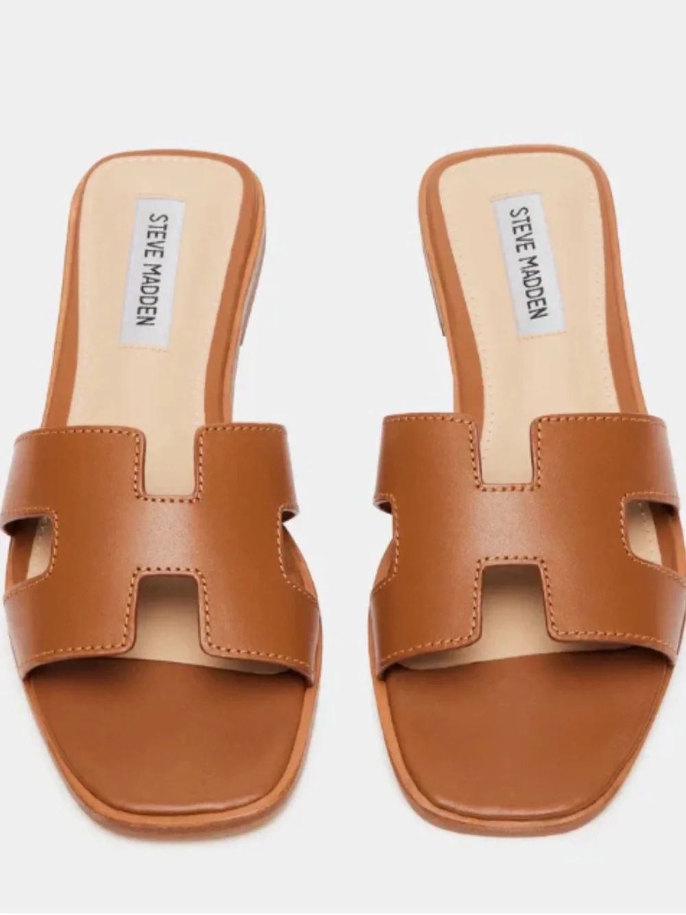 Steve Madden Hadyn leather Slip-On Mule Sandals in cognac tan - Picture 1 of 5